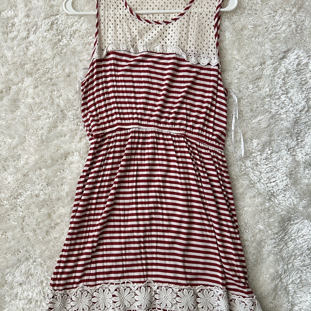 Red and White Striped Sleeveless Dress